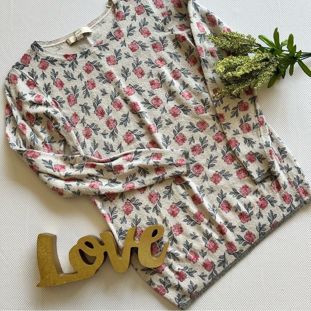 LOFT. Floral wool blend sweater